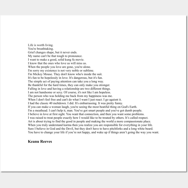 Keanu Reeves Quotes Wall Art by qqqueiru